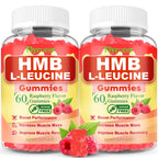 Flyrocer 2 Pack HMB and L-Leucine Gummies, HMB and Leucine for Muscle Growth, Muscle Relief, for Men & Women, Vegan, Sugar-Free, Raspberry Flavor, 120 Count