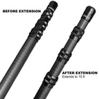 Fzkaly Carbon Fiber Pool Pole, Professional 15 FT Telescoping Swimming Pool Cleaning Pole 4.6 to 15 FT, Ultra-Lightweight 4-Section Adjustable Skimmer Pole for Nets, Brushes, Vacuums – Rustproof