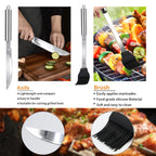 11Pcs Stainless Steel BBQ Grilling Accessories Set, Dad Gifts for Men Christmas Grilling Gifts,Portable Practical Grill Tools Utensils Kit with Storage Bag for Outdoor Grill Camping Backyard