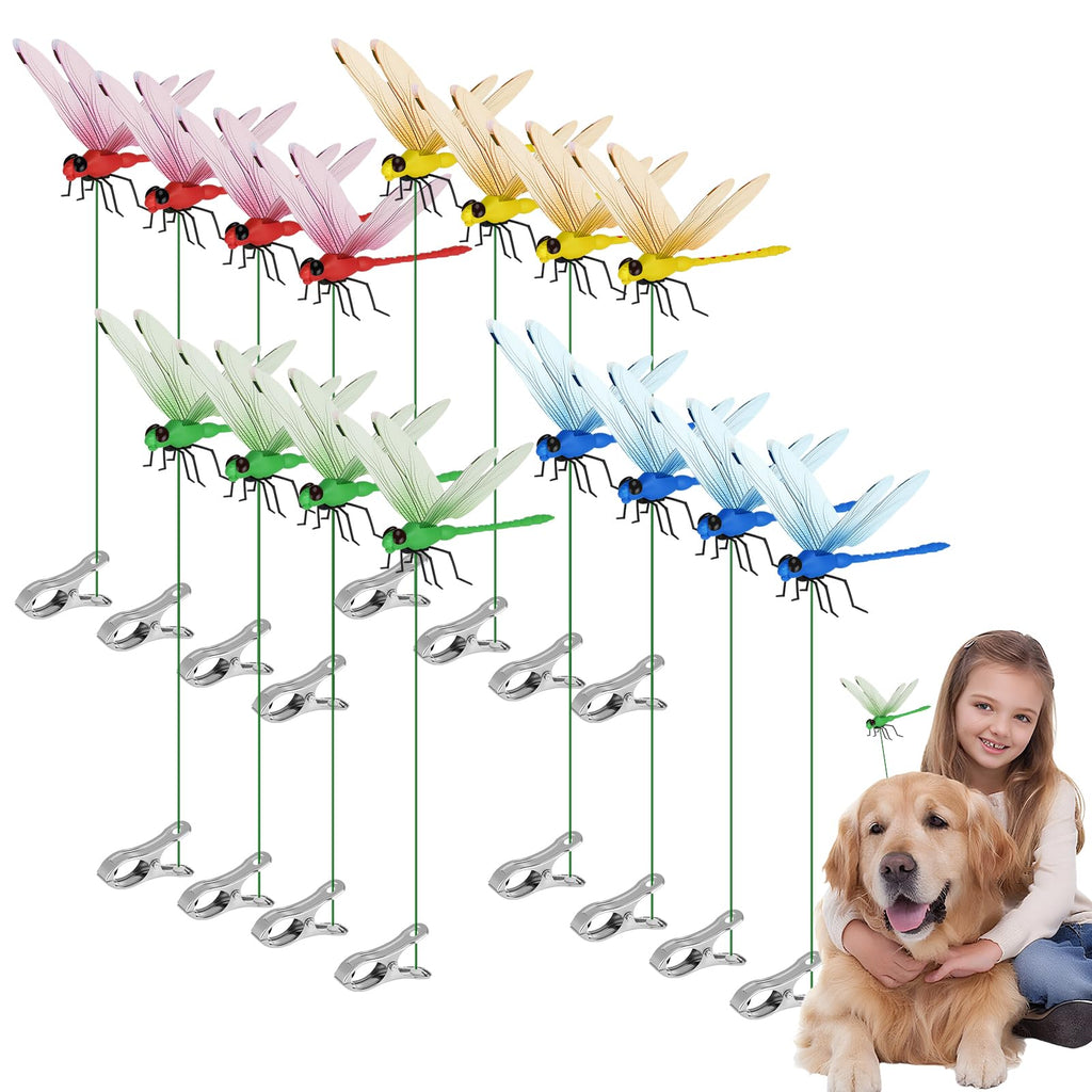 Tolego Dragon Fly Clips for Bugs Repel Lent - Lifelike Outdoor Decorative Dragonflies for Patio, Porch, Plants, Yard and Backpack, Waterproof Summer Garden Ornaments