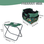 GeerDuo Folding Gardening Stool with Detachable Storage Tote Bag, Multifunctional Gardening Tools Set Organizer for Fishing and Camping,Portable Garden Chair Seat for Adults (Green Flower)