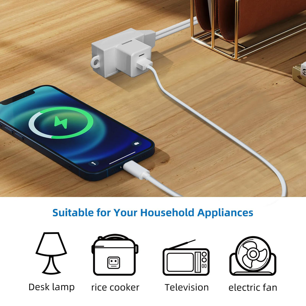 TiFFCOFiO Indoor Extension Cord, 2 Prong 9 Feet Extension Cord, 3 Polarized Outlets with Safety Slide Windows,13A/1625W, 16 AWG, 2 Packs