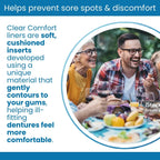 Denture Care Clear Comfort Denture Liner - Soft Cushion for Pain-Free Denture Fit | Protects Gums from Irritation | Easy to Apply & Long-Lasting | No Mess, No Residue | Made in the UK (2 Pack)