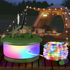 Bylitodt Camping String Lights, Retractable 32.8ft RGB Flash Lamp, Rechargeable Fairy LED Rope Lights Outdoor Waterproof, Portable Hanging Lantern for Outside Tent Patio Awning Garden RV Essentials