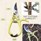 Modern Sprout Bypass Hand Pruners - Scissors - Gardening Tools - Chartreuse