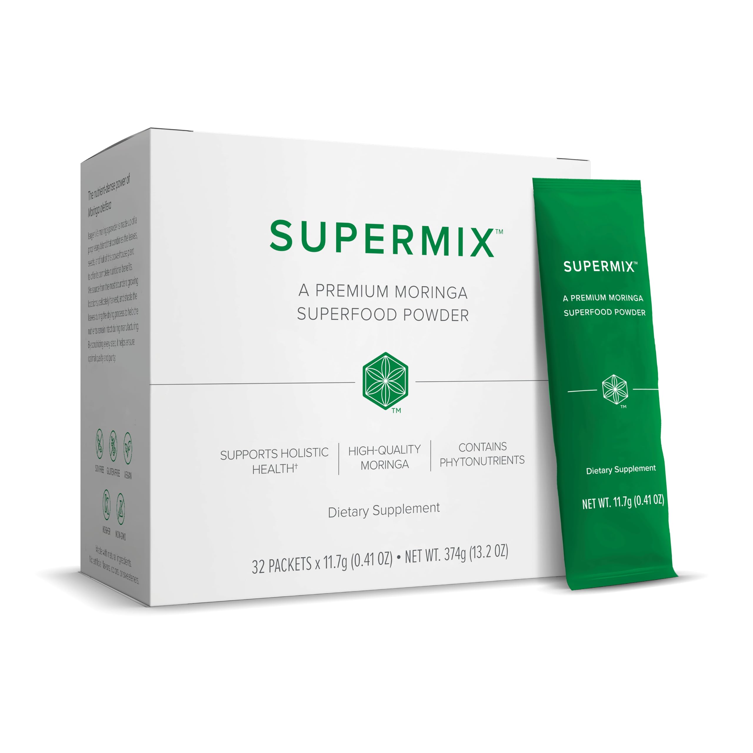 Isagenix SuperMix - Premium Moringa Superfood Powder with Phytonutrients - Convenient Individual Serving Packets - 32 Servings - Tropical Fruit Flavor