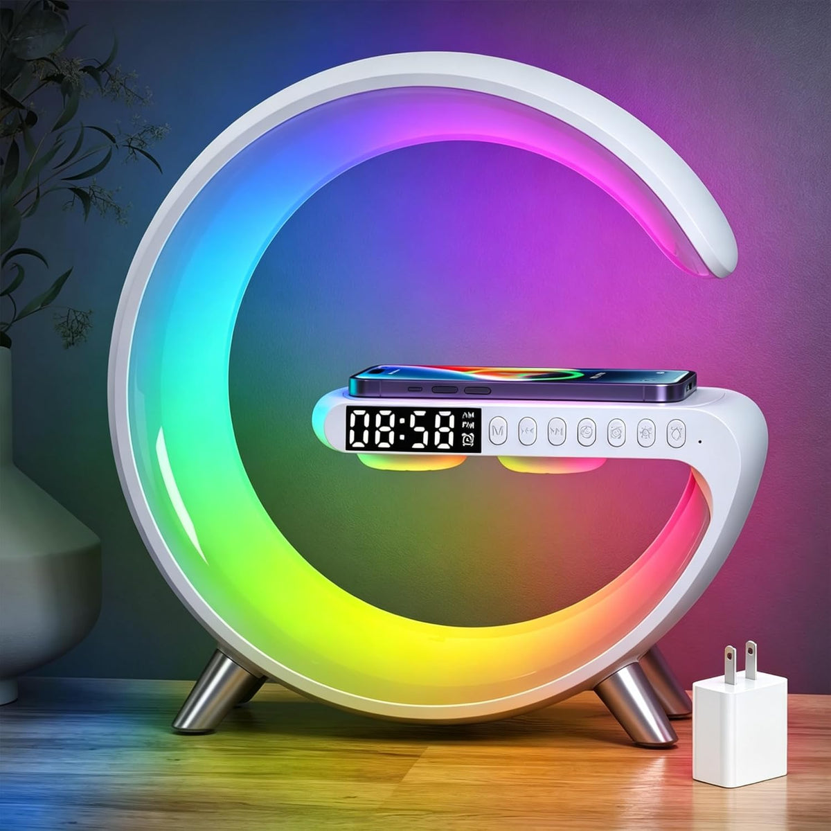 5 in 1 LED Table Lamp with Wireless Charging Bluetooth Speaker