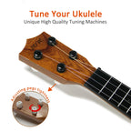 QDH Kids Toy Ukulele, Kids Guitar Musical Toy,17 Inch 4 Steel Strings, with Pick,Early Educational Learning Musical Instrument Gift for Preschool Children(Wooden Color) (17inch)