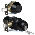 BESTTEN Keyed Alike Exterior Door Knob with Key Lock and Deadbolt, All Keyed Same, Matte Black Entry Door Knobs with Lock and Keys for Entrance and Front Door