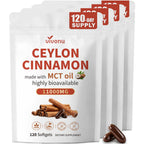 VivoNu 2-in-1 Organic Ceylon Cinnamon with MCT Oil Supplements Softgels, 480 Day Supply, Liposome Highly Bioavailable Extract, Energy & Metabolism Support, Non-GMO, Gluten Free, 480 Softgels, 4 Bag