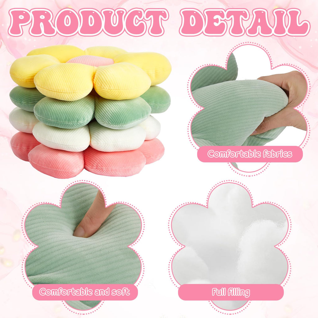 Reginary 4 Pcs Flower Floor Pillow Cushion Kid, Daisy, Fresh, 15.75''