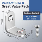DOUDOULE 40PCS L Bracket Corner Brace Set, Stainless Steel Corner Bracket