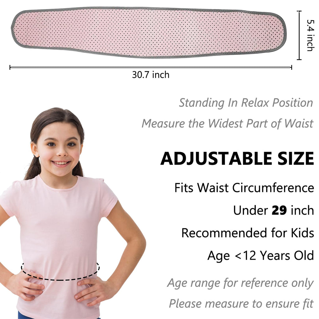 Luwint Kids Waist Belt Brace Support - Abdominal Binder Hernia Band for Waist Back Pain Relief Dance Yoga Volleyball Basketball (Pink)
