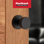 Kwikset Pismo Interior Passage Door Knob, Handle For Closet and Hallway Doors, Non-Locking Doorknob in Matte Black, with Microban Protection