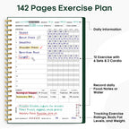 Fitness Workout Journal for Women & Men, A5(5.5" x 8.2") Workout Log Book Planner for Tracking, Progress, and Achieving Your Wellness Goals-Dark Green