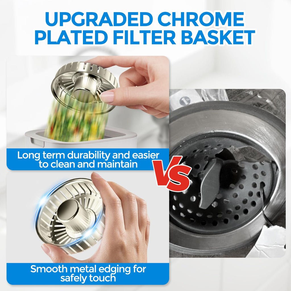 zaa Kitchen Sink Drain Strainer - Kitchen Sink Stopper, 304 Stainless Steel Sink Drain Stopper, Sink Protector for Kitchen with Anti-Clog Filter, Fit US Standard 3-1/2'' Sink Drain Hole, Nickel