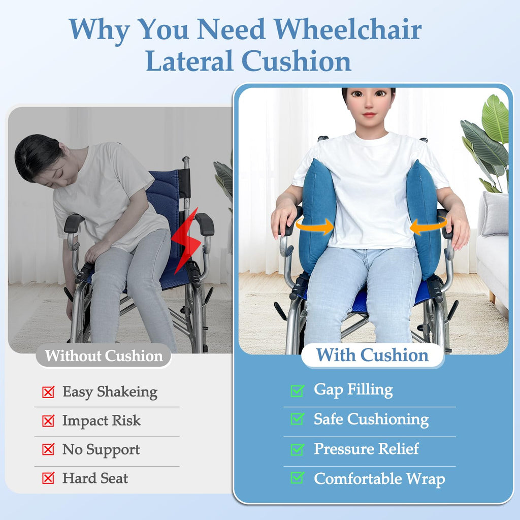 KAVIL Lateral Support for Wheelchair Back Support Cushion for Pressure Relief Folding Pads Improving Better Posture Sitting Assist Wedge for Elderly Disabled Stroke Patients in Recliner Wheelchair
