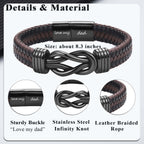 EYQV Gift for Dad from Daughter Son, Dad Infinity Leather Bracelet for Men