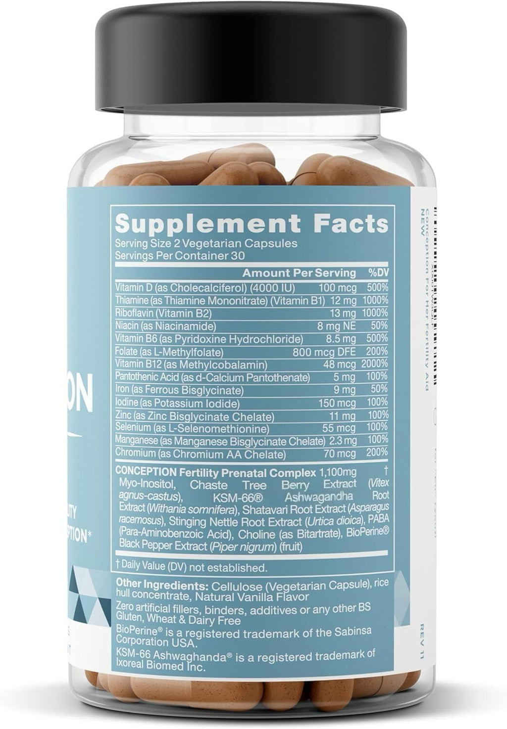 Eu Natural Conception for Her Fertility Supplements for Women - Ovulation, Hormonal Balance & Regular Cycle Support - Myo-Inositol, Folate, Shatavari & Vitex - 120 Vegetarian Capsules