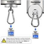 LOVIMAG Magnetic Hooks Heavy Duty, 200LBS+ Super Strong Magnetic Hooks Cruise, Powerful Neodymium Magnets Hook with Swivel Carabiner Hook for Hanging, Kitchen, Cruise Cabins, Grill, Tool Room-2 Pack