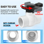 Boltigen 2Pack 1-1/2 inch NPT PVC Ball Valves, 1.5''Double Female NPT Threaded PVC Shut Off Valve with Full Flow Port, SCH40 Plastic Water Control Valve, for Swimming Pool, Irrigation, Sewage Pipes