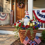 TERESA'S COLLECTIONS 4th of July Gnome Decorations with Solar Lantern, Memorial Day Decorations Resin Patriotic Garden Gnome Holding American Flag, USA 250th Anniversary Independence Day Gift 8"