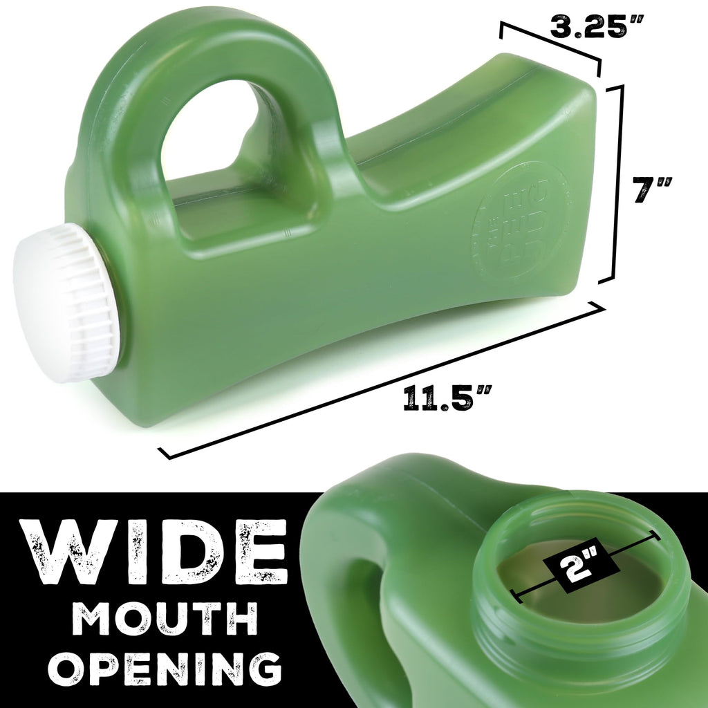 The Original Pee Jug - 2011mL (68oz) Leak & Spill-Proof Portable Urinals for Men - Outdoor Male Urine Bottle for Trucker, Hunting, Travel, Camping, Hospital - Funny Novelty Gag Gift for Him, Green