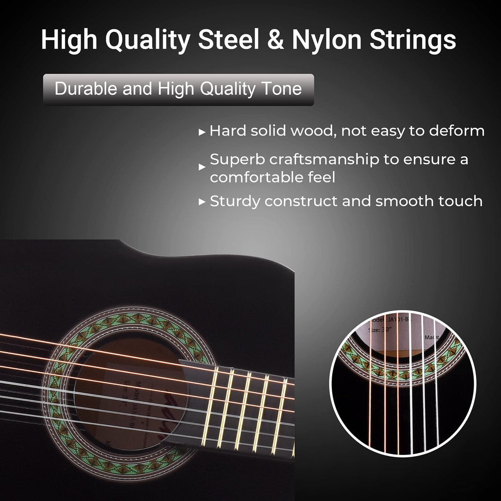 ADM Beginner Acoustic Classical Guitar Nylon Strings Wooden Guitar Bundle Kit for Kid Boy Girl Student Youth Guitarra Online Lessons with Starter Accessories (30 Inch, Geen)