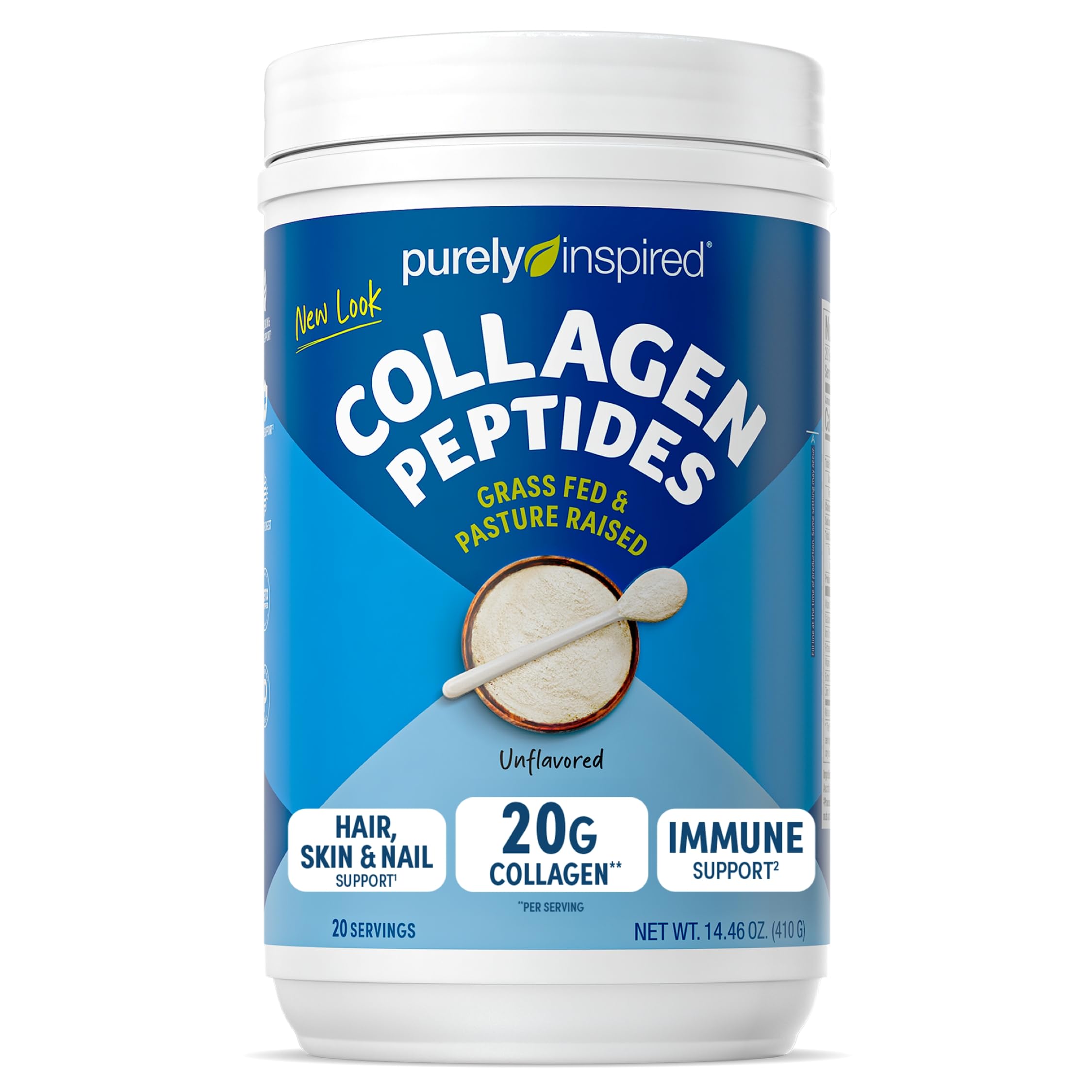 Purely Inspired Collagen Powder, Unflavored (20 Servings) - 20g Collagen Peptides Protein Powder for Women & Men - Grass-Fed & Pasture Raised - Gluten-Free, Paleo & Keto-Friendly Collagen Drink