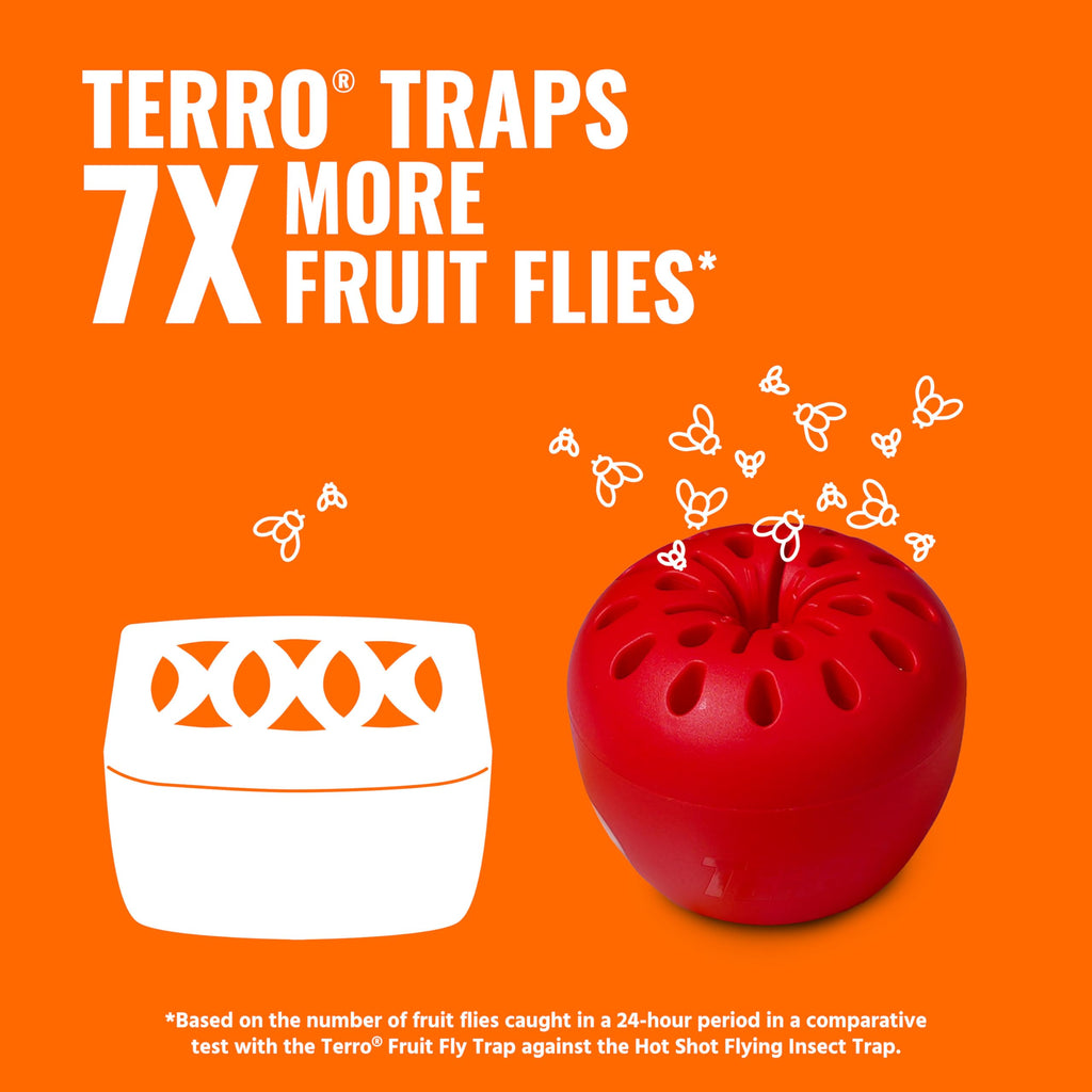 TERRO Fruit Fly Trap, 6-Pack Indoor Fly Traps with 270 Days Lure Supply