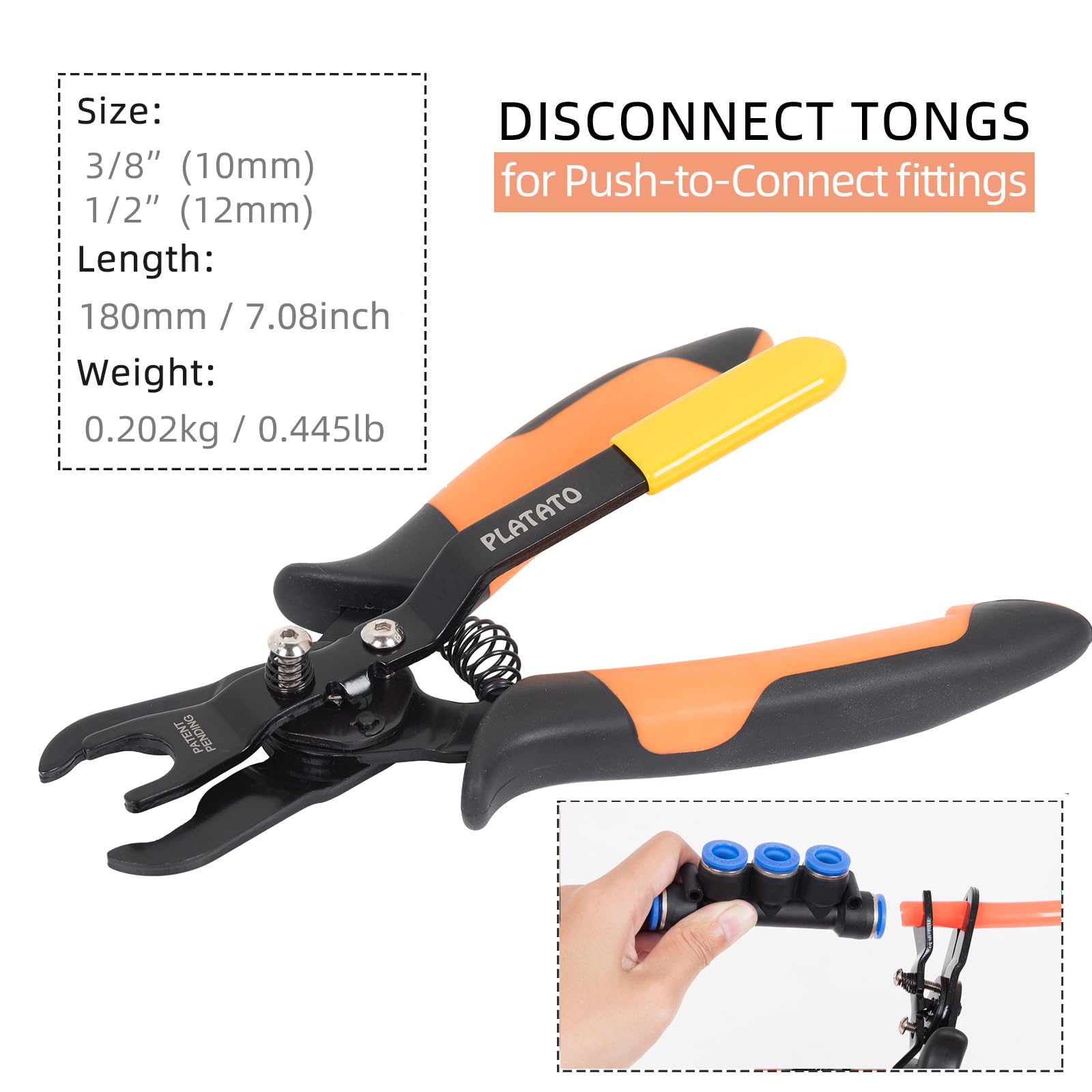 PLATATO Push to Connect Fittings Disconnect Tool Air Line Removal Tool for 3/8”, 1/2” (10-12mm) Pneumatic Air Hose Quick Connect Fittings Quick Release Pliers