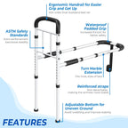 BigDolphin Bed Rails for Elderly Adults Safety - ASTM Approved Adjustable Bed Cane Supports 350LBS with Non-Slip Grip & Storage Pocket, Stable Bed Assist Rails for Seniors, Tool-Free