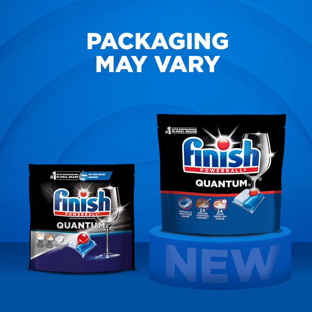 Finish Quantum Dishwasher Pods, No Pre-Rinse Dishwasher Detergent Soap Removes 24HR Dried-On Stain and Grease, Leaving a Virtually Spotless Shine, 100 Count