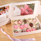 TOMNK 60pcs Cookie Boxes with 3 Style Window, 12x8x2.5in White Bakery Boxes