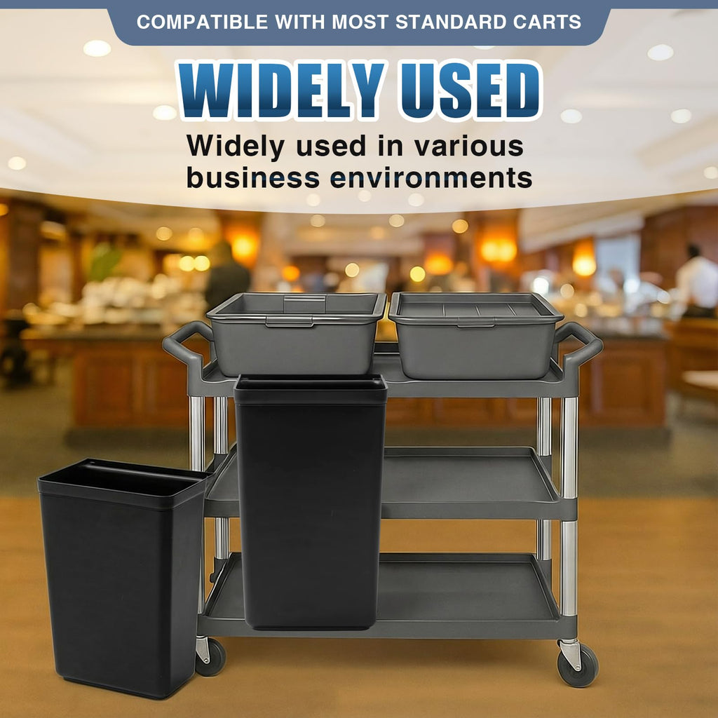 Briwooody 2 Pcs Large Capacity Trash Bins for Bussing Cart 22" H, 9" W, 13"L Attachable Trash Can Hauler for Rolling Utility Cart Accessories Wastebasket Polyethylene Plastic Restaurant Tub