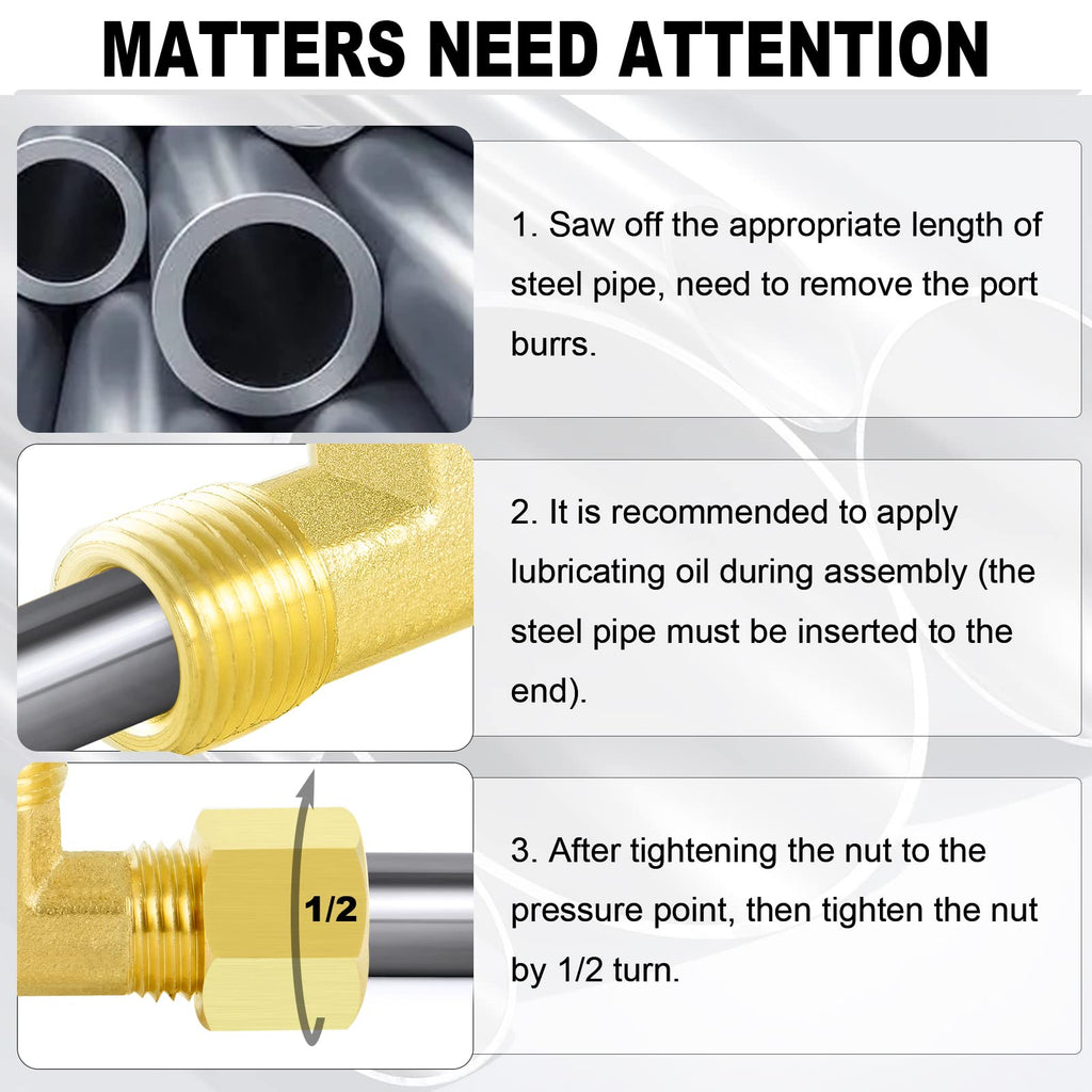 ChillWaves Brass Tee Compression Tube Fitting, 3/8" OD x 3/8" OD x 3/8" OD Compression Union Connector(5-PACK)
