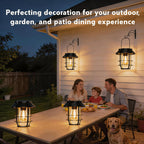 Solar Lanterns Outdoor Waterproof, High Brightness Hanging Solar Lights for Outside with Wall Hooks, Halloween Decor Retro Metal Outdoor Lanterns Auto On/Off for Patio, Yard Decor, Black,4Pack