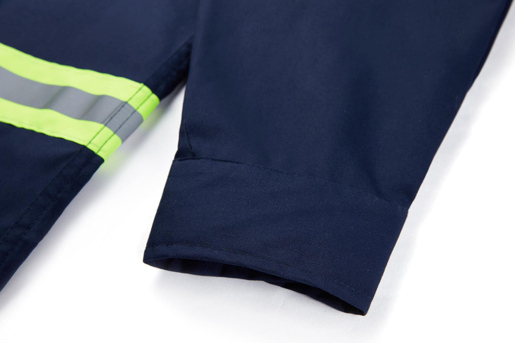 Ousafeve Class 3 Navy Hi Vis Button Up Safety Work Shirts for Men Reflective (X-Large, Navy_Long)