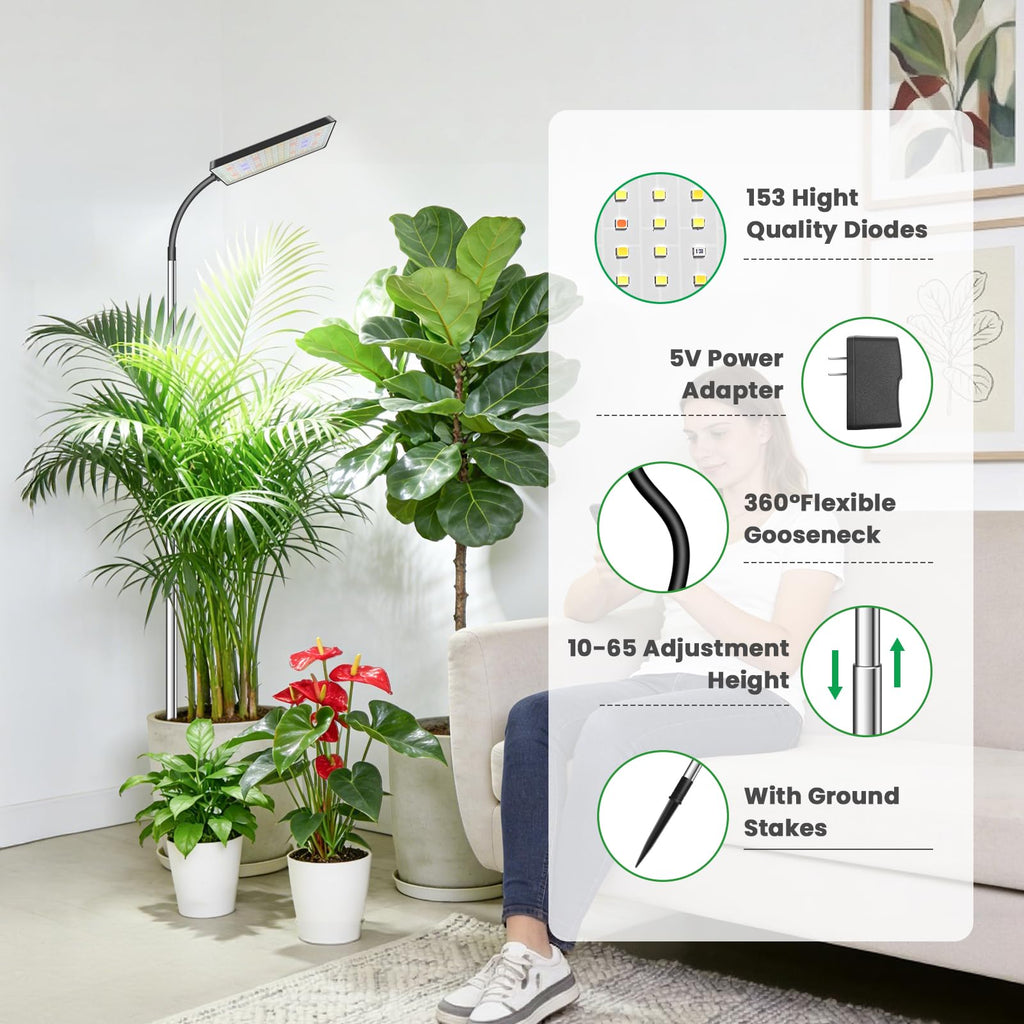 Eurbolan Grow Lights for Indoor Plants,153 LEDs Full Spectrum Plant Lights
