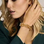 WZJLY Chunky Gold Bracelet for Women Non Tarnish, Trendy Stretch Cuban Link Chain Plated Gold Bangle Bracelets (O-Chain-Gold)