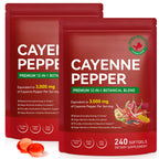 2 PCS Cayenne Pepper Softgels Supplement | 12-in-1 3000mg per Serving with Vitamins D3, K2 & E | Supports Healthy Circulation & Daily Energy | Features Hawthorn, Beetroot & Turmeric | 240 Capsules