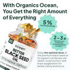 Organics Ocean Better Black Seed Oil Cold Pressed - Pure Nigella Sativa Oil for Immune Support - 5% Thymoquinone - Support Memory, Vitality, and Cellular Health - 6 Pack Bulk Supply