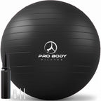 ProBody Pilates Exercise Ball - Multiple Sizes Gym Grade Balance Ball for Fitness, Workout, Pregnancy & Physical Therapy, Stability Yoga Ball Chair (Black, 45 cm)