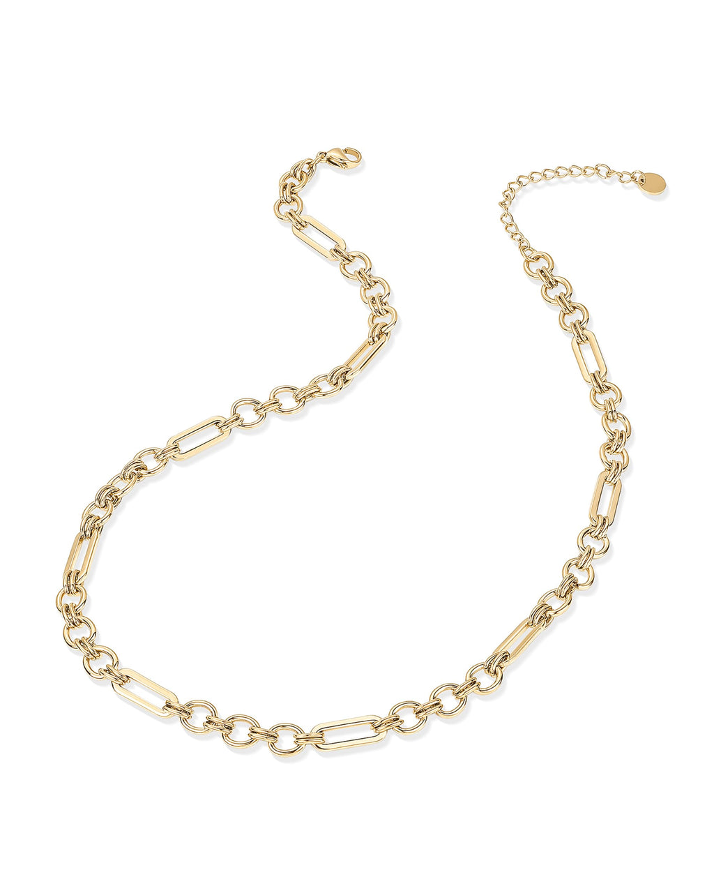 PAVOI Paperclip Chain Necklace, 14K Gold Plated, Yellow Gold, 16" + 2", Y