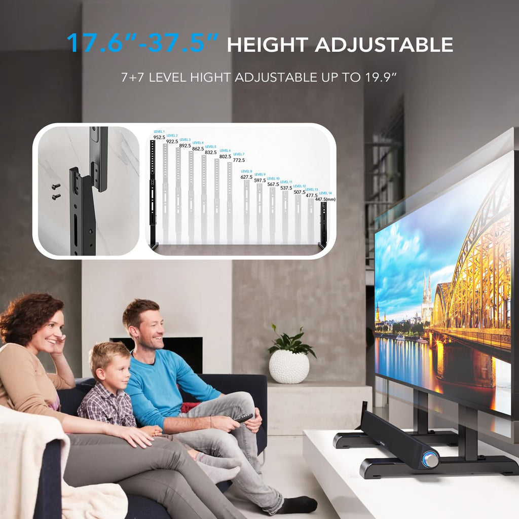 Universal Table Top TV Stand Base Replacement for Most 24 to 86 Inch LCD LED TVs, 7 Height Adjustable TV Legs with Cable Management Hold up to 68kg, Max VESA 800x600mm, Black AX10TB01
