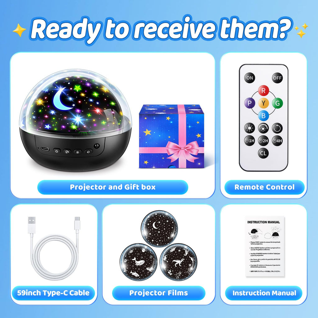 Staryou Dinosaur Toys for Kids 3-5, 【Remote+3 Films+93 Effects】 Dinosaur Toys for Kids 2-4, 【3 Timer+5 Brightness】 Toys for 3 Year Old Boys, Rotate 3 Year Old Boy Gift, 5 Year Old Boy Birthday Gift