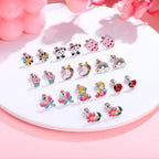Hypoallergenic Screw Back Earrings for Women Girls Stainless Steel CZ Heart