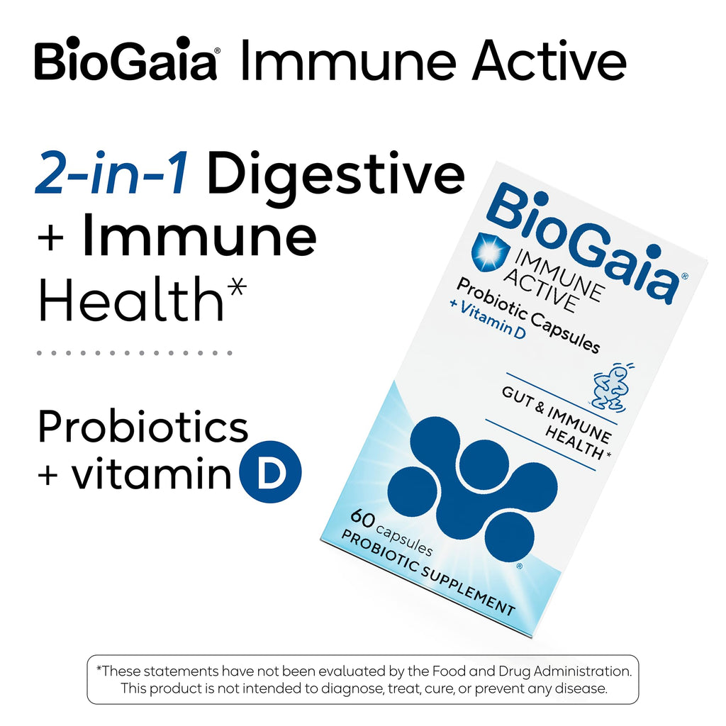 BioGaia Protectis Immune Active Probiotic | Probiotic + Vitamin D | Supports Immune, Digestive and Overall Health | Probiotics for Men & Women | Capsules | 60 Day Supply