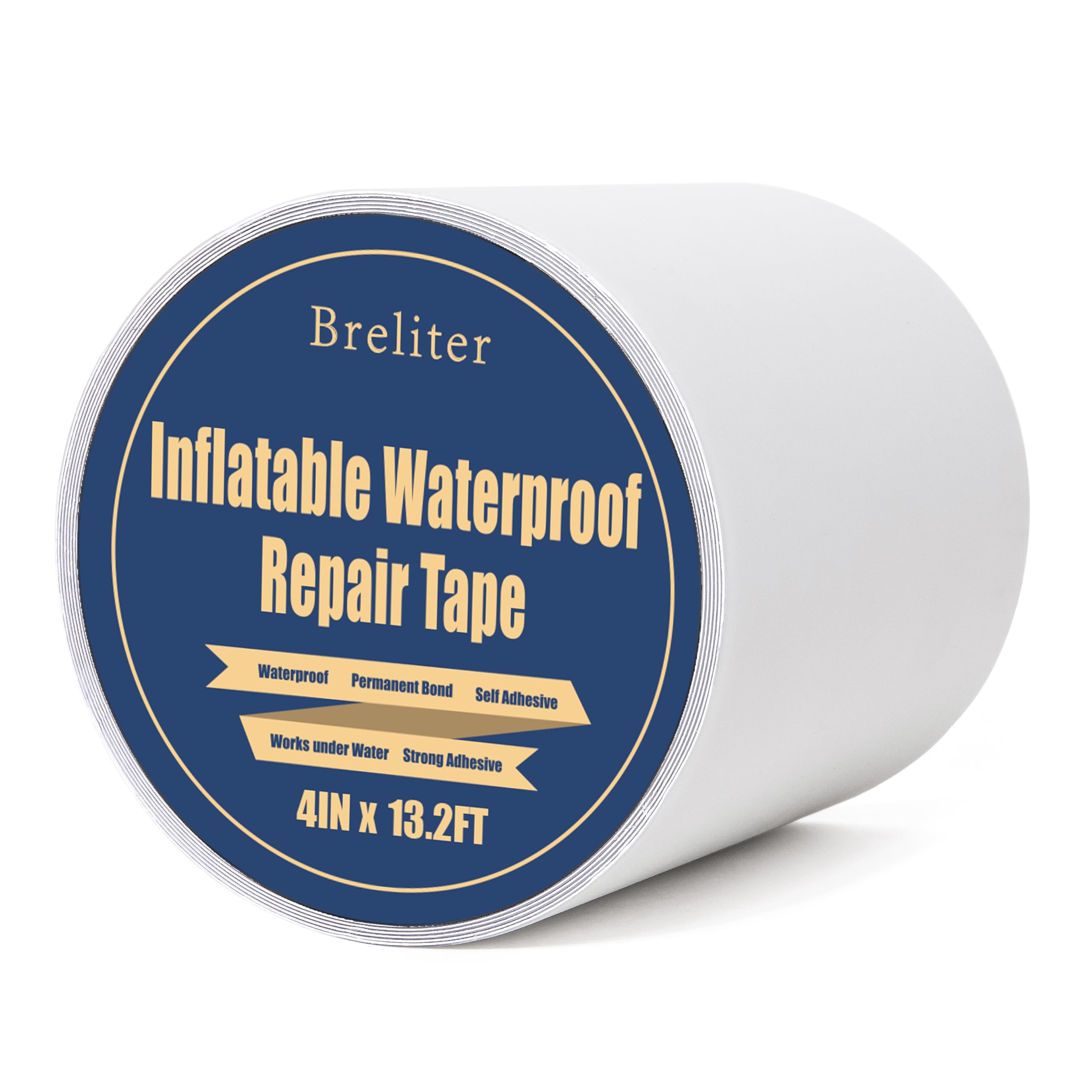 Breliter Inflatable Waterproof Repair Tape - Waterproof TPU Patch Repair Kit, Sealing Repair Tape for Air Mattress, Bounce House, Inflatable Toys, Tent, Swimming Ring, Heavy Duty - 4in x 13.2ft