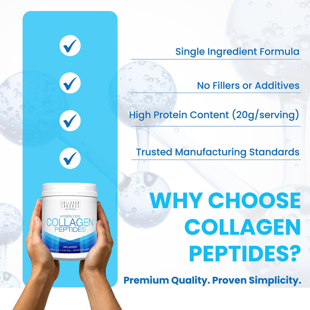 Pure Hydrolyzed Collagen Peptides (20 oz) – Unflavored Collagen Powder – Grass-Fed, Pasture-Raised – Non-GMO, Gluten-Free – Keto & Paleo Friendly – GMP Certified – Easy to Mix
